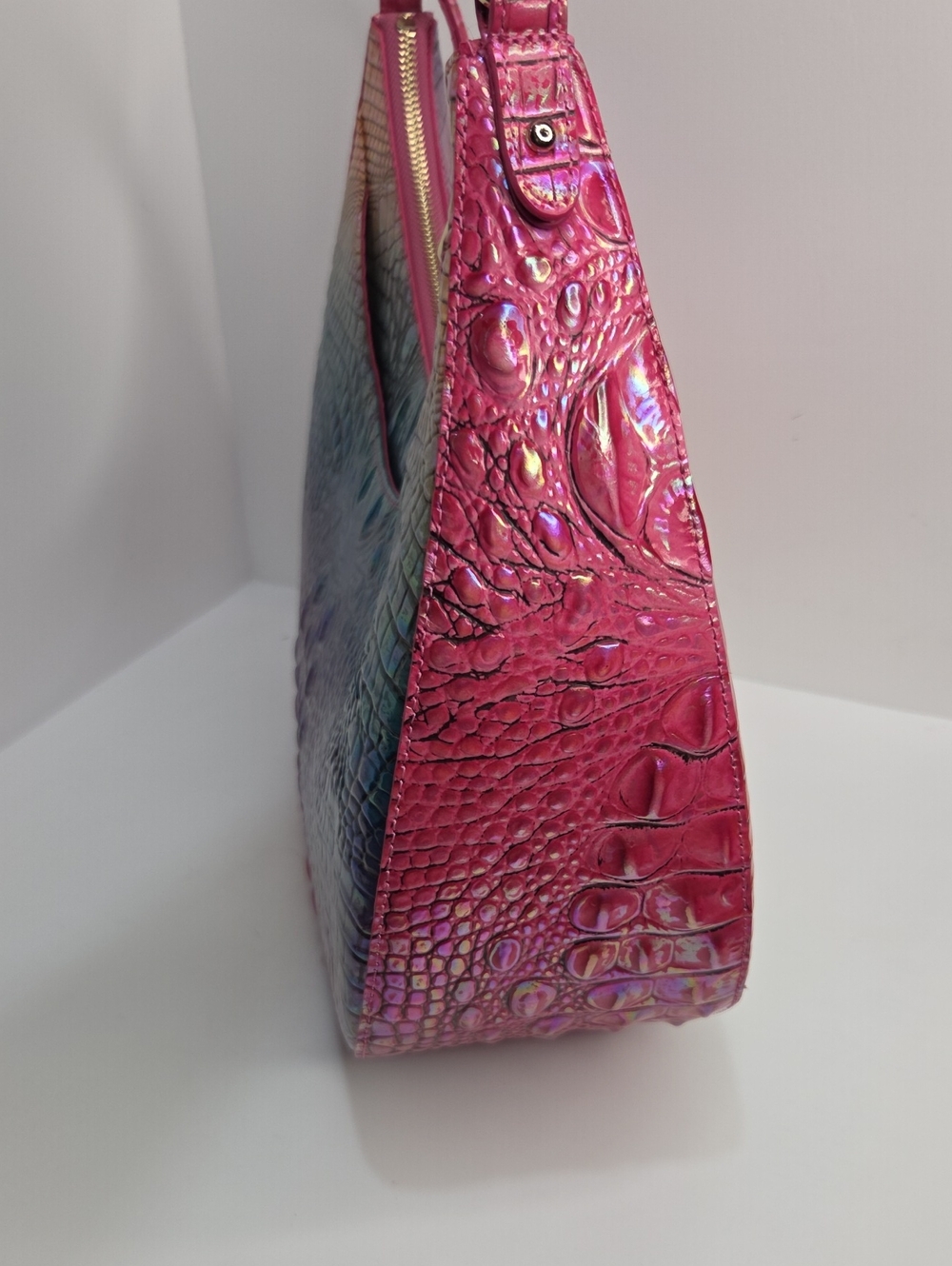 🌈▪️Brahmin ▪️Bekka Horizon Ombre Melbourne Iridescent Croc Shoulder Bag - Picture 12 of 14